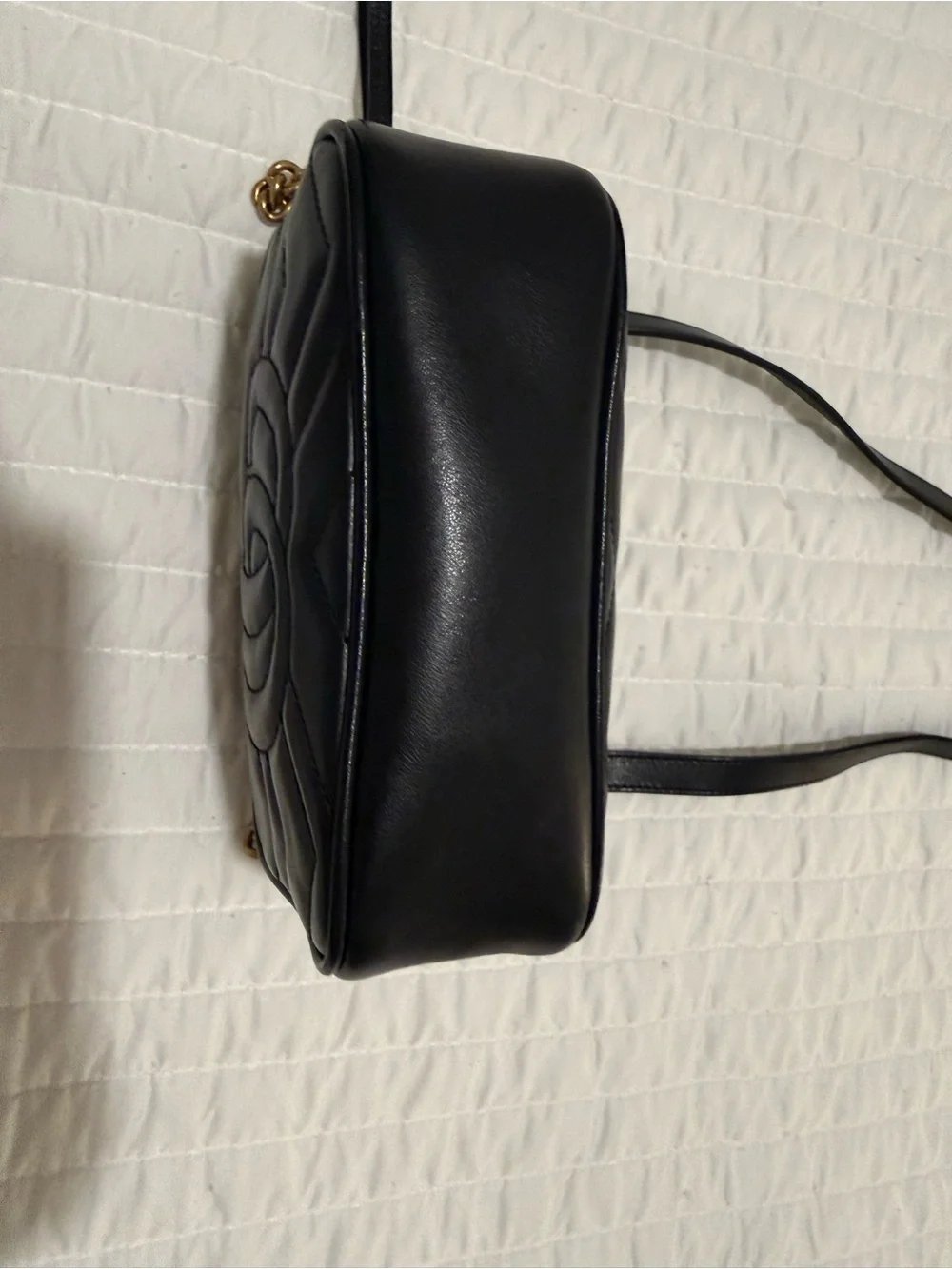 Gucci Black Chevron GG Marmont Crossbody Bag
